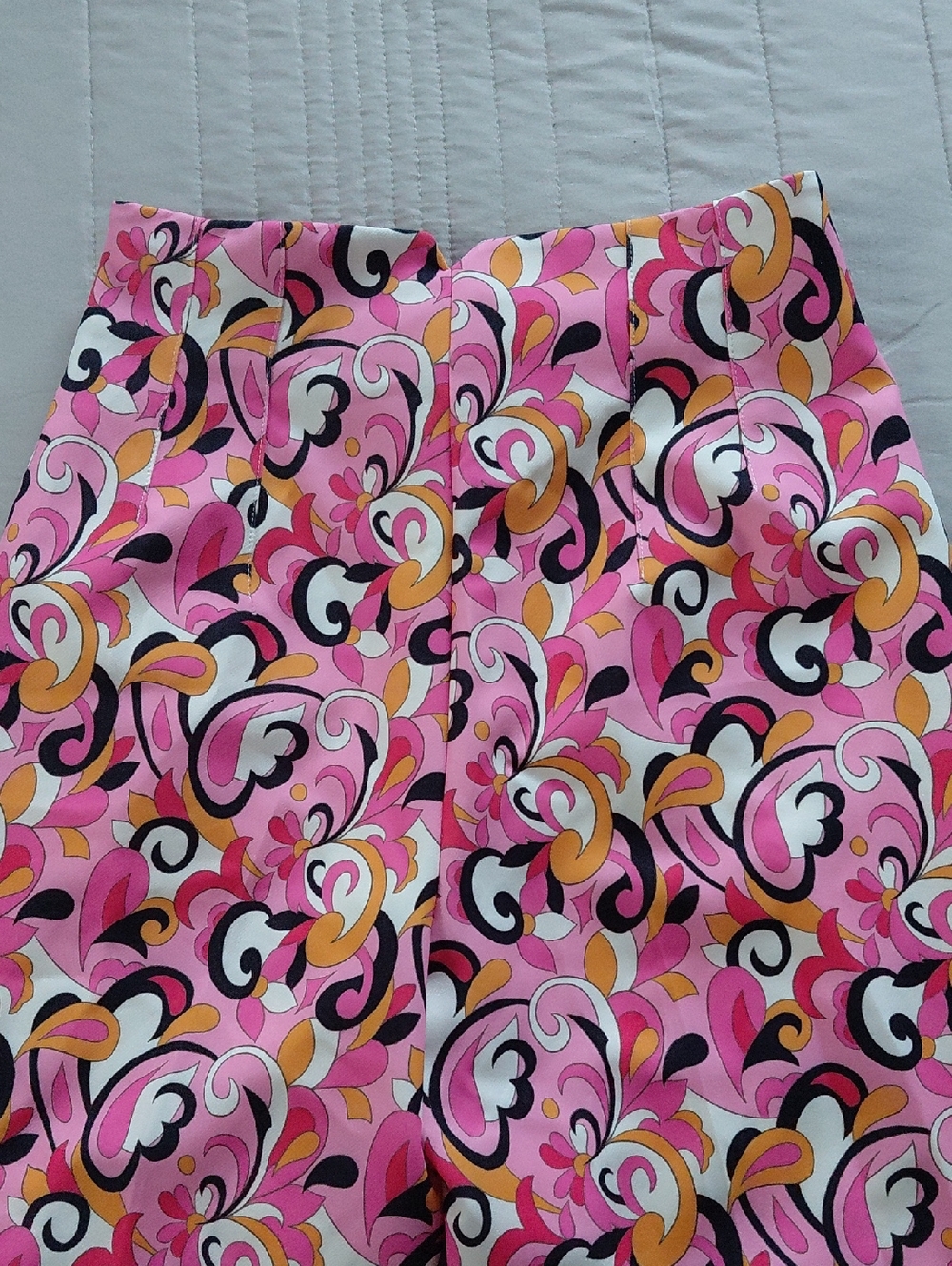 Zara Pink Paisley Floral Pants High Waisted Ankle Crop Pleated Pants - Picture 7 of 11